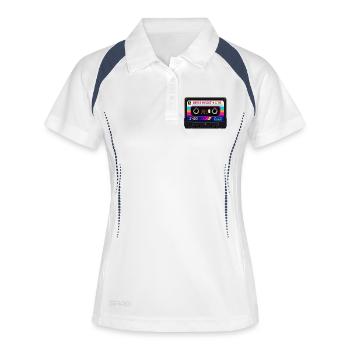 Retro Kassette Pixel Kunst - Frauen Polo atmungsaktiv - Weiß/Navy - Vorne