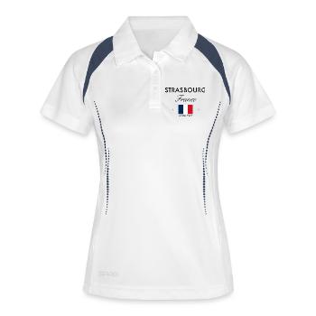 Strasbourg France Coordonnées Souvenir de voyage - Polo respirant Femme - blanc/marine - Devant