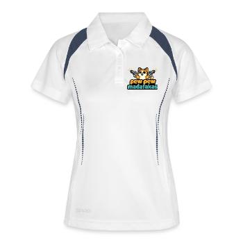 Pew Pew Madafakas Katze - Frauen Polo atmungsaktiv - Weiß/Navy - Vorne
