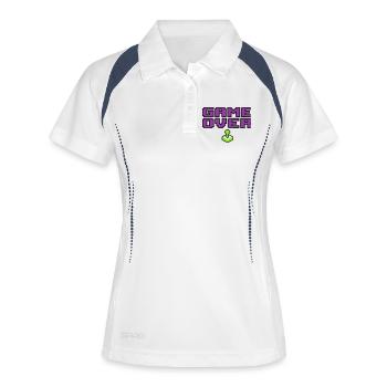 Game Over Pixel Logo - Frauen Polo atmungsaktiv - Weiß/Navy - Vorne
