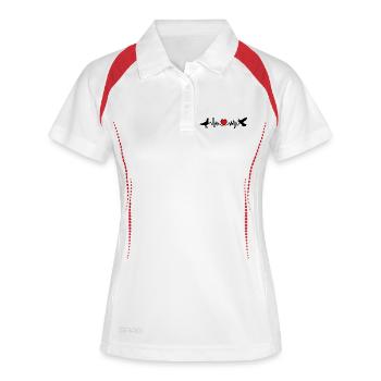 Compétition colombophile pigeon sport cardio - Polo respirant Femme - blanc/marine - Devant