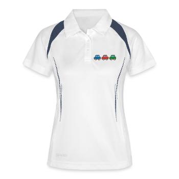drei Autos - Frauen Polo atmungsaktiv - Weiß/Navy - Vorne