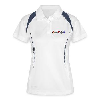 Cardioherz mit Flagge Deutschland, Flagge Griechenland - Frauen Polo atmungsaktiv - Weiß/Navy - Vorne