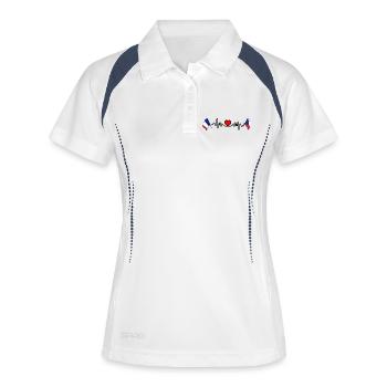 Cardioherz mit Flagge Frankreich und Flagge Tschechien - Frauen Polo atmungsaktiv - Weiß/Navy - Vorne
