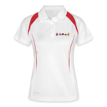Cardio coeur avec drapeau de l’Angleterre et drapeau de l’Espagne - Polo respirant Femme - blanc/marine - Devant
