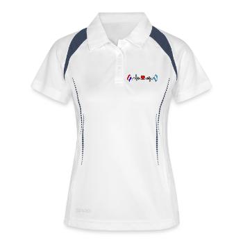 Cardio-Herz mit Flagge Niederlande, Argentinien - Frauen Polo atmungsaktiv - Weiß/Navy - Vorne