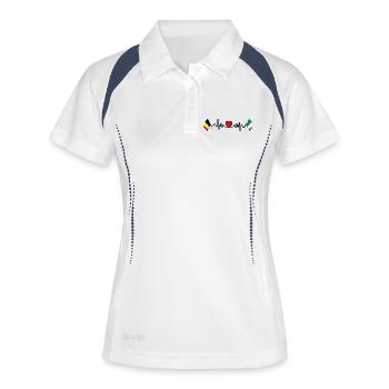 Cardio-Herz Flagge Belgien, Flagge Irland - Frauen Polo atmungsaktiv - Weiß/Navy - Vorne