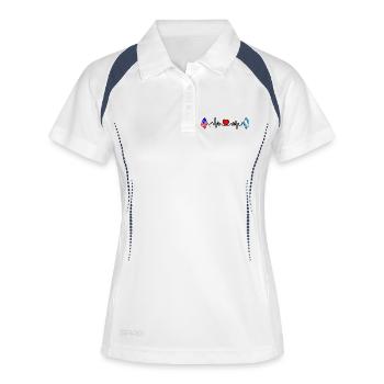 Cardio Heart Flag USA, Argentinien - Frauen Polo atmungsaktiv - Weiß/Navy - Vorne
