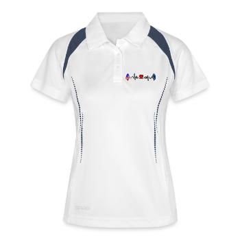 Cardio heart with Flag USA and flag Curacao - Women's Polo breathable - white/navy - Front