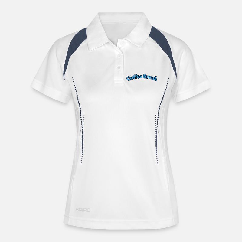 pause-café - Polo respirant Femme - blanc/marine