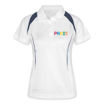 PARIS Pixel - Frauen Polo atmungsaktiv - Weiß/Navy - Vorne