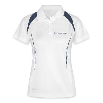 Désolé, pas désolé – Effronté et direct - Polo respirant Femme - blanc/marine - Devant