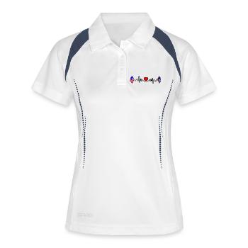 Cardio cardiaque avec drapeau des États-Unis et du Wyoming - Polo respirant Femme - blanc/marine - Devant