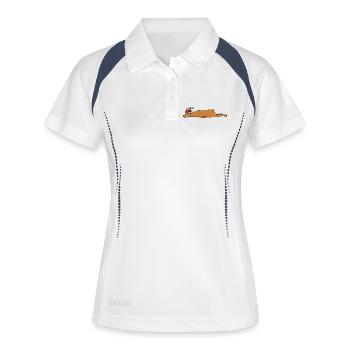Schlafende Weihnachts-Rentiere Lustige Weihnachtskunst - Frauen Polo atmungsaktiv - Weiß/Navy - Vorne