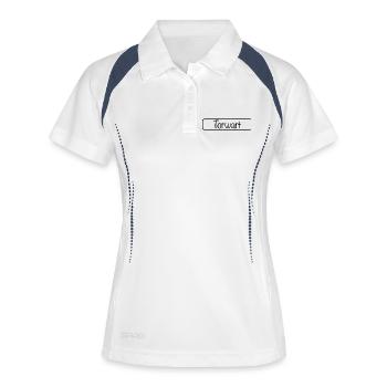 Torwart Schriftzug (Schwarz) - Frauen Polo atmungsaktiv - Weiß/Navy - Vorne