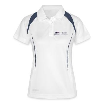 My Silence, Kleidungsdesign - Frauen Polo atmungsaktiv - Weiß/Navy - Vorne