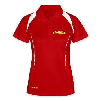 Chinazes" (russisch: чиназес) ist ein virales Wort - Frauen Polo atmungsaktiv - Weiß/Navy - Vorne