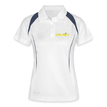 Schulkind Fußballheld Gelb Schwarz - Frauen Polo atmungsaktiv - Weiß/Navy - Vorne