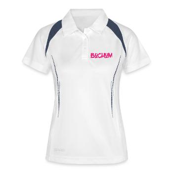 Bochum - Ruhrpott - Ruhr - Pott - Zeche - Kumpel - Frauen Polo atmungsaktiv - Weiß/Navy - Vorne