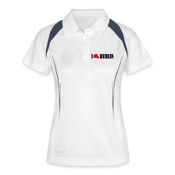 I Love Berlin - Frauen Polo atmungsaktiv - Weiß/Navy - Vorne