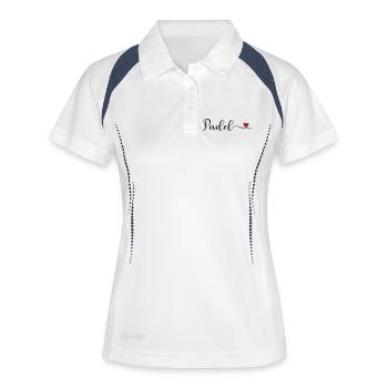 Padel Herz Design  - Frauen Polo atmungsaktiv - Weiß/Navy - Vorne