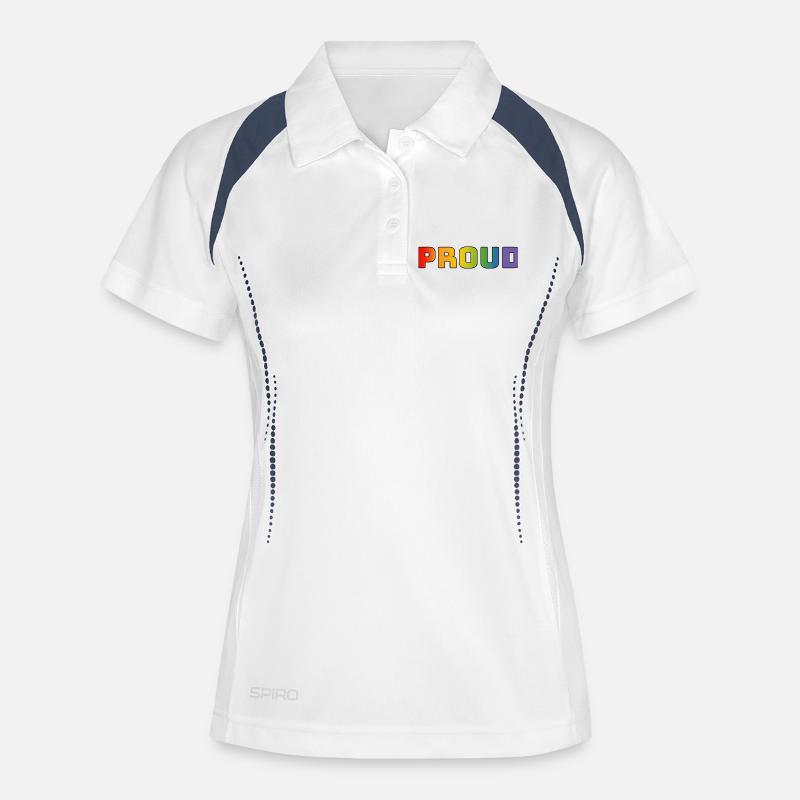 Rainbow proud black - Women's Polo breathable - white/navy