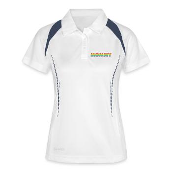 LGBTQ+ Mama - Frauen Polo atmungsaktiv - Weiß/Navy - Vorne