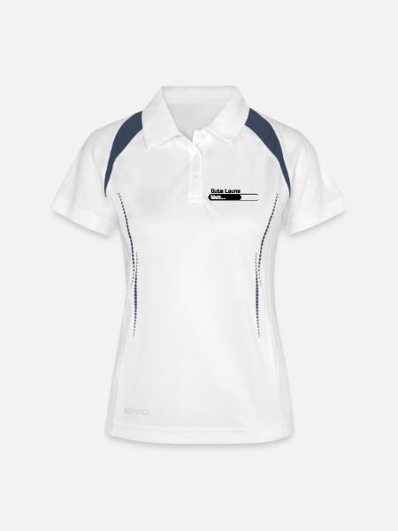 Gute Laune lädt Typo - Frauen Polo atmungsaktiv - Weiß/Navy