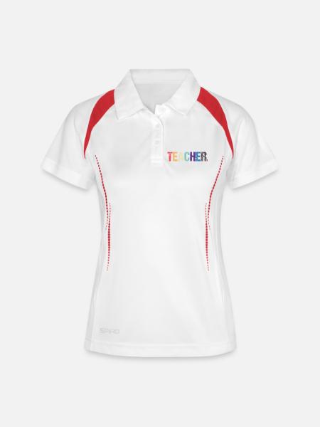 Conception colorée de TEACHER - Polo respirant Femme - blanc/marine