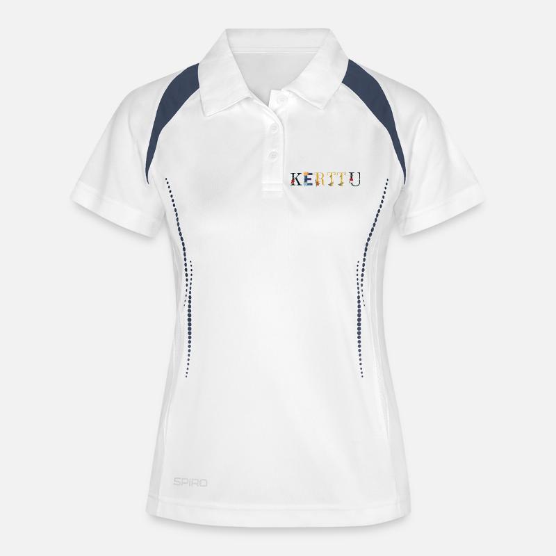 KERTTU name decorated with flowers - Women's Polo breathable - white/navy