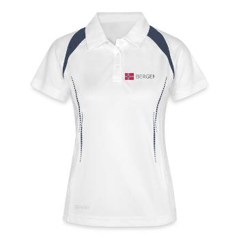 Norway Flag - Bergen - Norge - Norwegen - Frauen Polo atmungsaktiv - Weiß/Navy - Vorne