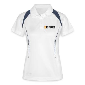 Bitcoin Be Free - Frauen Polo atmungsaktiv - Weiß/Navy - Vorne