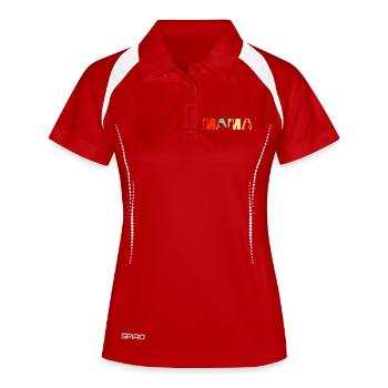Sanitäterin Mama Retro EMT EMS Ersthelfer - Frauen Polo atmungsaktiv - Weiß/Navy - Vorne