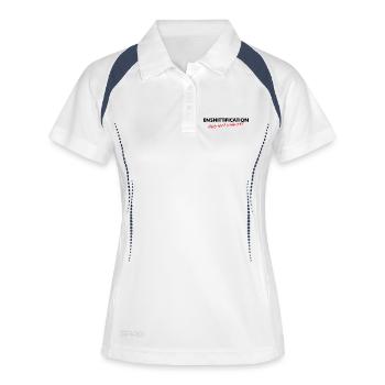 Enshittification - alles wird schlimmer! - Frauen Polo atmungsaktiv - Weiß/Navy - Vorne