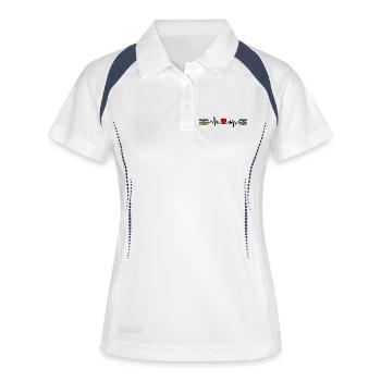 Ameland Pulse-Logo – Inselstil - Frauen Polo atmungsaktiv - Weiß/Navy - Vorne