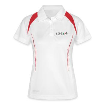Italien Fußball Herzschlag Italien - Frauen Polo atmungsaktiv - Weiß/Navy - Vorne