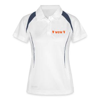 WOW Herzen | Orange Statement Design - Frauen Polo atmungsaktiv - Weiß/Navy - Vorne