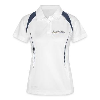 Ich bin Ukrainer, was ist deine Superkraft? - Frauen Polo atmungsaktiv - Weiß/Navy - Vorne