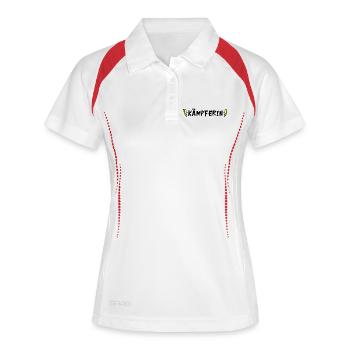 Kämpferin - Glücksbringer - Frauen Polo atmungsaktiv - Weiß/Navy - Vorne