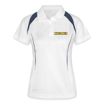 Mallorca Schriftzug - Frauen Polo atmungsaktiv - Weiß/Navy - Vorne