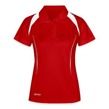 design_missing - Frauen Polo atmungsaktiv - Weiß/Navy - Vorne