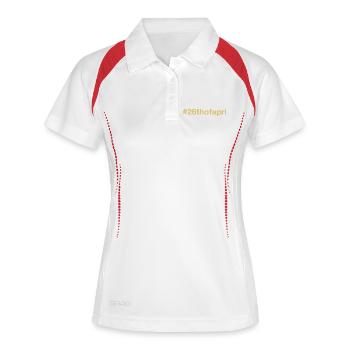 geboren am 26. April Geburtstag birthday - Frauen Polo atmungsaktiv - Weiß/Navy - Vorne