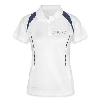 CLAUDIO Nom orné de fleurs - Polo respirant Femme - blanc/marine - Devant