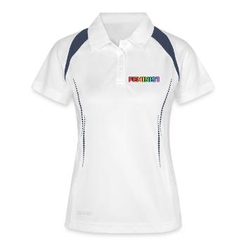 Arc-en-ciel FÉMINISTE - Polo respirant Femme - blanc/marine - Devant