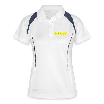 Marathon 2026 - Frauen Polo atmungsaktiv - Weiß/Navy - Vorne