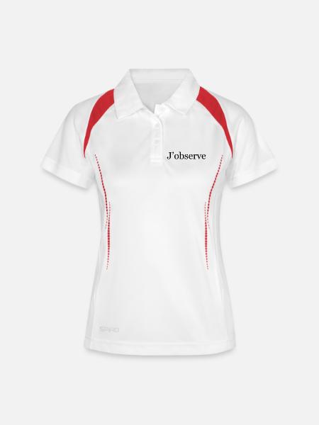 T-shirt “J’observe” – humour minimaliste absurde - Polo respirant Femme - blanc/marine