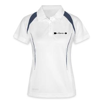 Love - Frauen Polo atmungsaktiv - Weiß/Navy - Vorne