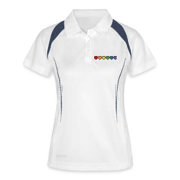coeurs arc-en-ciel contour noir LGBT lgbtqi queer - Polo respirant Femme - blanc/marine - Devant