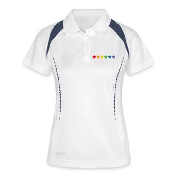 Regenbogen Sternchen LGBT lgbtqi queer - Frauen Polo atmungsaktiv - Weiß/Navy - Vorne