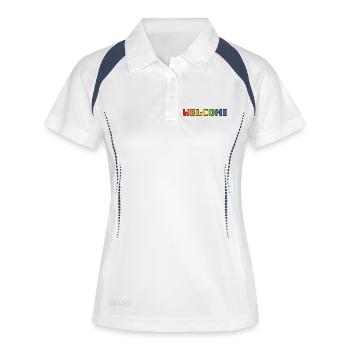 arc-en-ciel bienvenue CSD chemise LGBT lgbtqi queer - Polo respirant Femme - blanc/marine - Devant